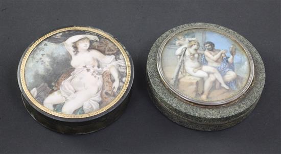 An early 19th century French horn snuff box, 3.5in.